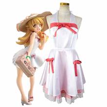 Anime Bakemonogatari Cos Oshino Shinobu Cartoon Female Woman Lolita White Pink Dress Halloween Cosplay Costume 2024 - buy cheap