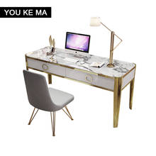 Modern desk simple student computer desk integrated home writing desk super luxury titanium stainless steel marble 2024 - buy cheap