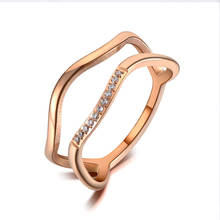 Trendy Titanium Stainless Steel Wedding Rings For Women Rose Gold Geometry AAA+ Cubic Zirconia Engagement Jewelry R19125 2024 - buy cheap