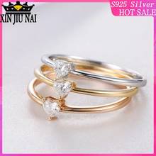 Anillo de circonia para mujer, con forma de corazón Simple, Diamante de simulación, oro rosa, oro blanco 2024 - compra barato