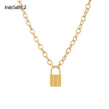 IngeSight.Z Punk Curb Cuban Gold Color Lock Pendant Necklaces Statement Padlock Choker Necklaces for Women Jewelry Bff Necklace 2024 - buy cheap