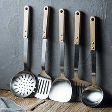 Utensilios de cocina de estilo nórdico, espátula antiadherente de acero inoxidable, cucharas, colador, Espumador 2024 - compra barato