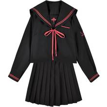 Uniformes de chica escolar con bordado de diablo oscuro Jk, conjuntos de uniforme escolar japonés, Cosplay, Collage de estudiantes, traje de marinero para mujer, color negro 2024 - compra barato