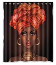 African American Pretty Girl Raster Black Woman Glossy Lips Turban Shower Curtain 2024 - buy cheap