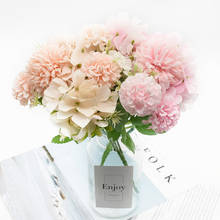1 букет искусственная Гортензия цветок аксессуары для украшения дома свадебные Diy обеденный стол винный шкаф мебель 2024 - купить недорого