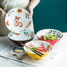 Японская керамическая лапша с ручной росписью животных, чаша с рисунком, креативная чаша для рамен, Бытовая Посуда под глазурью, цвет соответствует 2024 - купить недорого