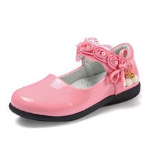 2021 Spring New Girls Princess Leather Shoes For Kids Shoes Baby Red Fashion Bow Flowers Children Dress Flat Shoes Wedding Party 2024 - buy cheap