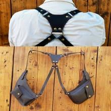 Для мужчин средневековый костюм доспехи Косплэй аксессуар Винтаж Готический рыцарь-воин сумки на плечо из искусственной кожи ремни нагрудный ремень для тела пояс 2024 - купить недорого