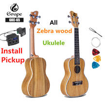 All Zebra Wood Ukulele 21 24 26 Inch Mini Electri Soprano Concert Tenor Acoustic Guitars 4 Strings Ukelele Pickup Travel Guitar 2024 - buy cheap
