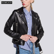 Women Sheepskin Genuine Leather Jackets Autumn Winter Slim Motorcycle Real Leather Coats With Belt Biker Jackets Chaqueta Mujer 2024 - buy cheap