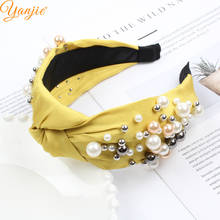 2022 Fashion Women Pearl Headband Summer Hairband For Girls Elegant Knot Pearl Beading Wide Hair Bands Luxury Hair Accessories 2024 - buy cheap