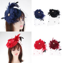 Womens Wedding Veil Feather Hair Clip Bridal Fascinator Hat Cocktail Party Headpiece 2024 - buy cheap
