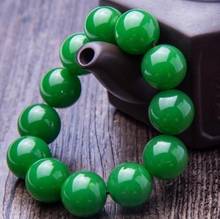 Frete grátis hetian jade pulseira dos homens espinafre verde grânulo 18mm dominador hetian jade pulseira mão na oferta especial 2024 - compre barato