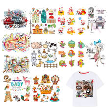 Iron on Transfers Patches Christmas Party Heat Transfers Stickers  For Clothes Patch DIY T-shirt Badges Applique Print F 2024 - buy cheap