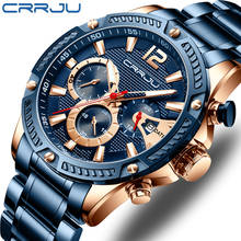 2021 Men Watches CRRJU Stainless Steel Watches for Mens Top Brand Fashion Chronograph Calendar Quartz Man Watches reloj hombre 2024 - buy cheap