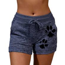 Fashion Solid Color Women Shorts High Waist Cats Claw Print Drawstring Quick Dry Elastic Beach Summer Women Sports Shorts 2024 - buy cheap