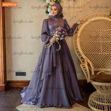 Vestidos De Noche De Dubái musulmán para mujer, vestido Formal largo De encaje con apliques De cuentas, a medida, Abiye Gece, elbisi, 2020 2024 - compra barato