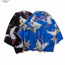 Chaqueta estilo Kimono samurái para hombre y mujer, ropa de calle con estampado de grulla, estilo japonés, cárdigan japonés Harajuku, ropa de playa 2024 - compra barato