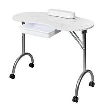 Портативный стол для маникюра из ДВП с подставкой под руку и выдвижным ящиком, оборудование для спа-салонов, белое 2024 - купить недорого