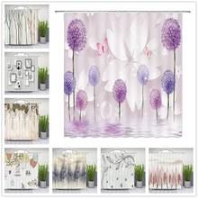 Abstrato árvore paisagem cortinas de chuveiro pano floral planta animal pássaro padrão impressão decoração do banheiro pano de fundo cortina poliéster 2024 - compre barato