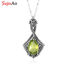 Szjinao Silver Pendant Pure 925 Sterling Silver Gemstone Necklace Pendant Wedding Engagement Party Peridot Brand Women Jewelry 2024 - buy cheap