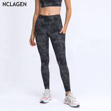 Nclagen 2021 calças de yoga feminino elástico dupla face bolso de cintura alta esportes capris gym workout correndo tamanho grande calças de suor 2024 - compre barato