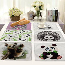 Panda Pattern Placemat Kitchen Mats Dining Table Mats Cotton Linen Drink Coasters Western Pad Bowl Breakfast Coffee Cup Mat 2024 - buy cheap