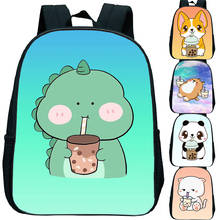 Kids Kawaii Boba Tea Kindergarten Backpack 12inch Children Cartoon Animals Knapsack Toddler Rucksack Waterproof Bag Gift Mochila 2024 - buy cheap