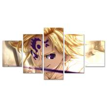 Meliodas the Seven Deadly Sins Modular Pictures Canvas Painting Modern 5 Pieces Home Wall Art For Living Room Poster 2024 - buy cheap