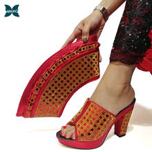 African Shoes And Bag Matching Set With Hot Selling Women Italian design Shoes And Bag Set For Party Wedding Red Color Shoes 2024 - buy cheap