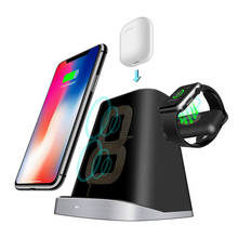 Магнитное Беспроводное зарядное устройство 3 в 1 для iPhone 11 Pro XR 8, быстрая зарядка для Apple i Watch AirPods, док-станция, держатель для телефона 2024 - купить недорого