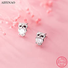Cute Animal Owl Earring Cubic Zirconia 925 Sterling Silver Stud Earrings for Women Accessories Ear Fashion Jewelry Girl Gift 2024 - buy cheap