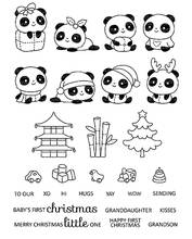 Sello de silicona transparente de panda de Navidad, sello para álbum de recortes artesanal, hojas de sello transparente decorativas, W1807 2024 - compra barato