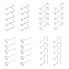 40pcs Clear Nose Ring, Flexible Acrylic Nose Stud Retainer for Nose Lip Ear Labret Ring, Nontoxic Plastic Ring 2024 - buy cheap
