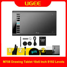 Ugee m708 nova versão inteligente gráfico desenho tablet 8192 níveis digital tablet 10x6 Polegada desenho tablet para crianças suporte android 2024 - compre barato