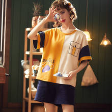 Bzel conjunto de pijama de manga curta feminino, camisetas de algodão para mulheres com estampa de desenho animado roupas de casa em várias estilos 2024 - compre barato