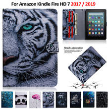 Tiger Lion Panda Leather Cover for Amazon New Fire 7 2017 2019 Tablet for Kindle Fire HD 7 9th Generation Case Cover + Pen 2024 - buy cheap