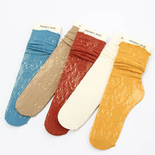 New women's socks in spring and summer Japanese lace openwork color pile sexy socks Korean version middle tube 2024 - buy cheap