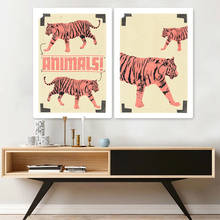 Фотография стены картина тигр на холсте диких животных для гостиной бледно-желтые украшения для дома постеры и принты стены для комнаты 2024 - купить недорого