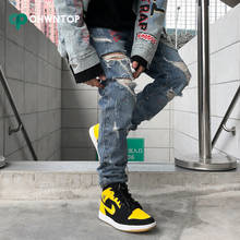Pantalones vaqueros Skinny Jeans vaqueros Slim hombres Biker Jeans de moda estampado de grafiti Streetwear pantalón de Hip Hop Jogger Denim Pantalones de los hombres 2024 - compra barato