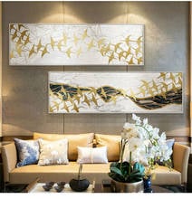 Large Gold Wild Goose Birds Wall Pictures Home Decor Canvas Printings Arts Cuadros Poster Modern Abstract HD Print Oil Paintings 2024 - buy cheap