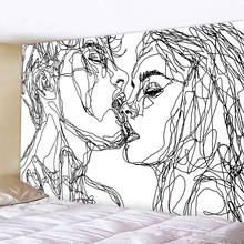 Psychedelic scene home decor tapestry hippie kiss bohemian wall decor bedroom bed sheet yoga mat sofa blanket 2024 - buy cheap