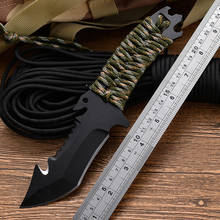 Faca de bolso com lâmina fixa, 8cr13mov facas táticas de combate edc multi ferramentas para caça, acampamento, sobrevivência + bainha 2024 - compre barato