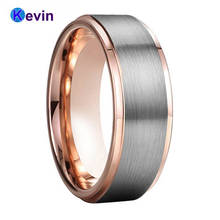Rose Gold Tungsten Ring Men Women Wedding Band  Stepped Brushed Finish 6MM 8MM Comfort Fit 2024 - buy cheap