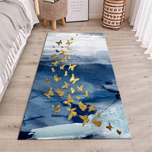 Blue Landscape Abstract Painting Floor Mat With Golden Butterfly Nordic Kitchen Mat Non-slip Entrance Mat Home Bedroom Mat 2024 - buy cheap