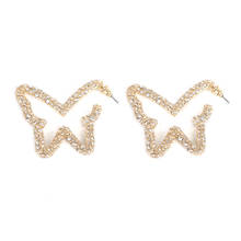 HUIDANG Pave Crystal Rhinestone Butterfly Hoop Statement Earrings for Women Summer Jewelry 2024 - buy cheap