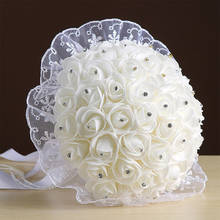 Искусственные цветы розы Bouqu романтика, свадьба, невеста, держащая украшение для домашнего декора имитация искусственный жемчуг кристалл Шелковый цветок 2024 - купить недорого