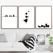 Black And White Simple Cartoon Little Bird Nordic Modern Style Posters Canvas Pictures For Living Room Decor Painting Unframed 2024 - buy cheap