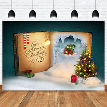 Fondo fotográfico de invierno para estudio fotográfico, telón de fondo con árbol de Navidad, libros, calcetines, nieve blanca, casa de invierno 2024 - compra barato