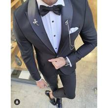 Traje negro ajustado para hombre, traje Formal de negocios, chaqueta, esmoquin, 2 piezas, novedad de 2020 2024 - compra barato